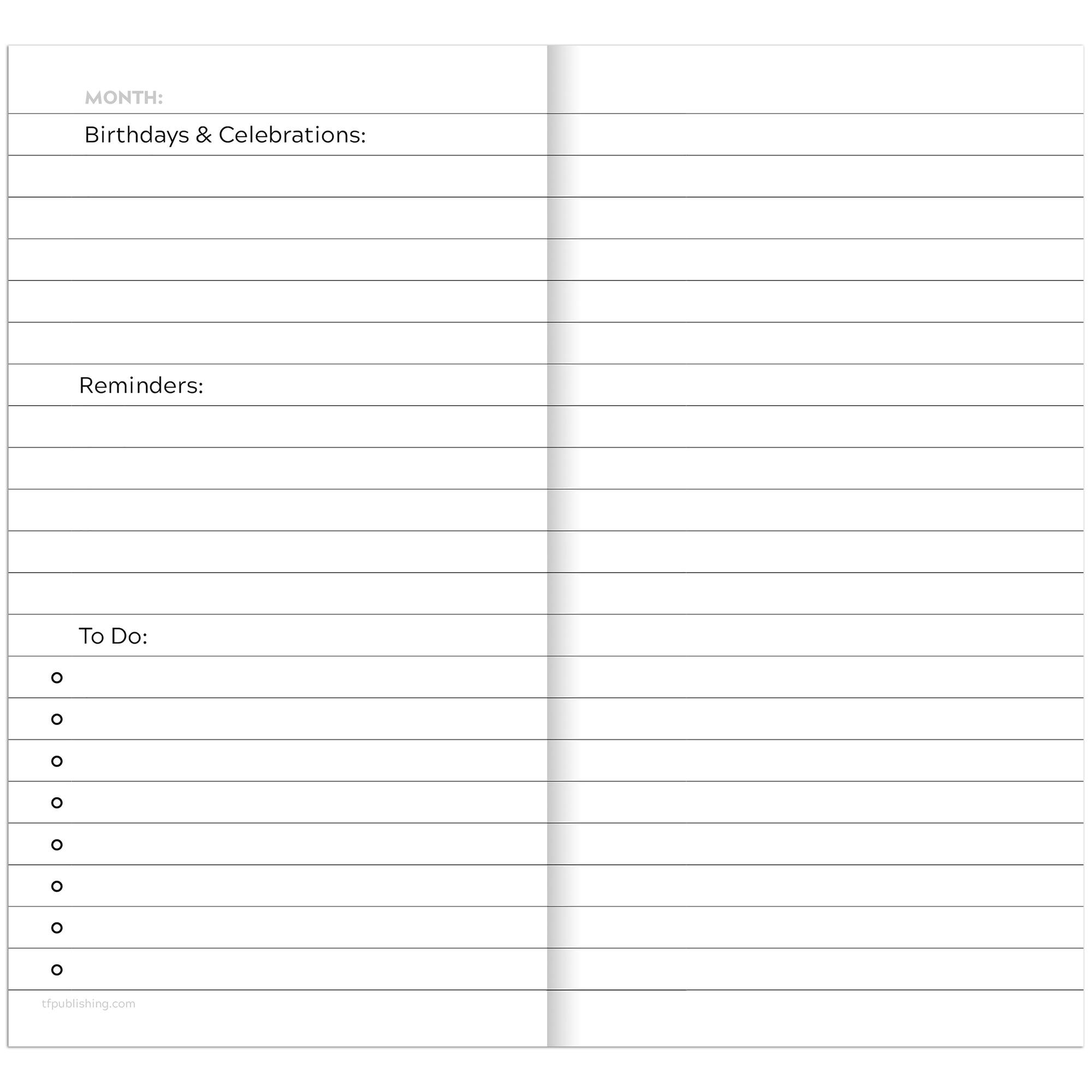 TF Publishing Classic Navy Undated Monthly Pocket Planner